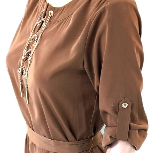 Michael Kors Dresses & Skirts - Michael Kors Brown Sheath Dress with Crew Neck and 3/4 Sleeves
